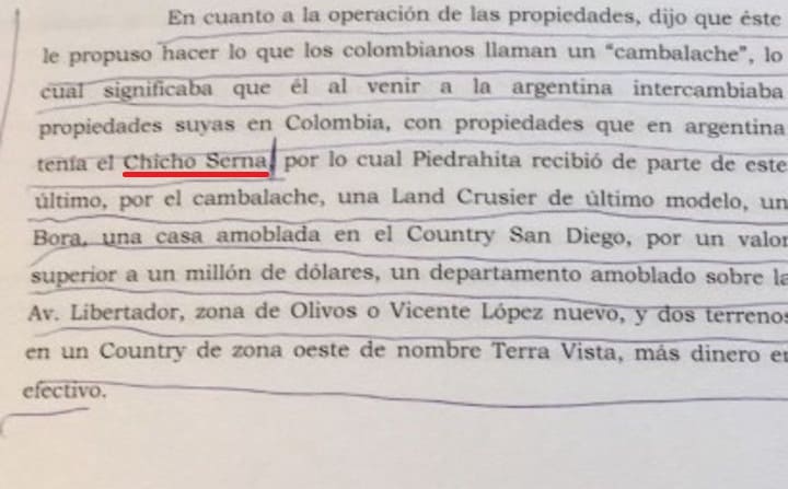 Documento divulgado por el diario Clarín