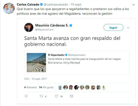 Este fue el tuit que disgustó al ministro Mauricio Cárdenas.