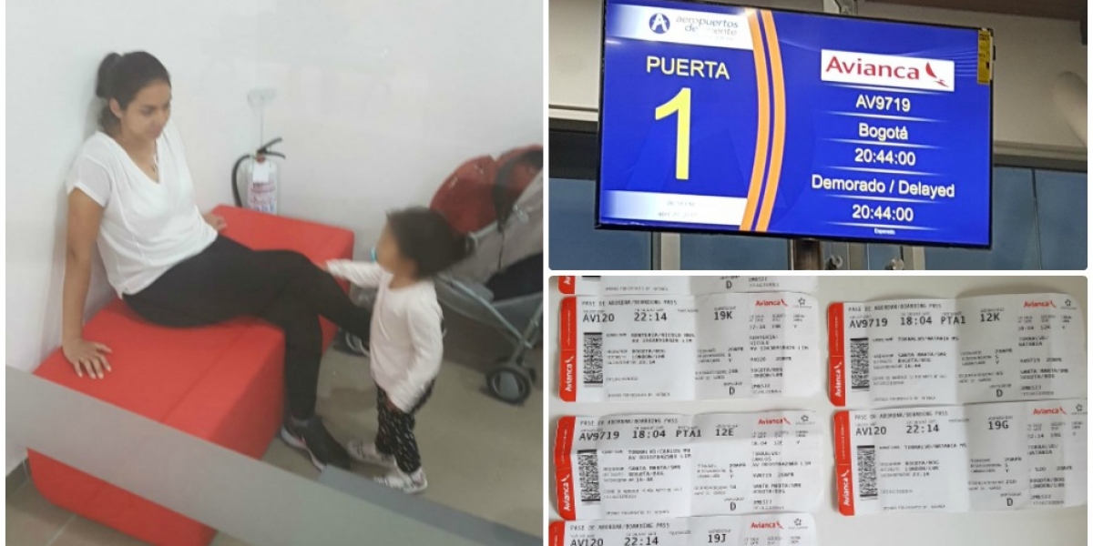 Nicole Rentería Nicole y su hija esperando en el aeropuerto.