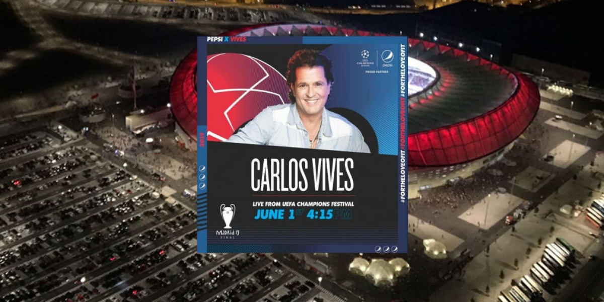 Cortesía. Carlos Vives en show de la Uefa Champions Festival en Madrid