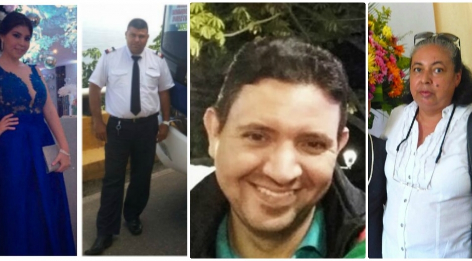 Cortesía Las víctimas, de izq a der: Karla Solano, Jorge López, Héctor Rizo y María del Carmen Céspedes.