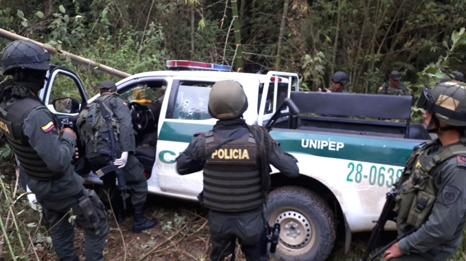 La patrulla emboscada en el departamento del Cauca.
