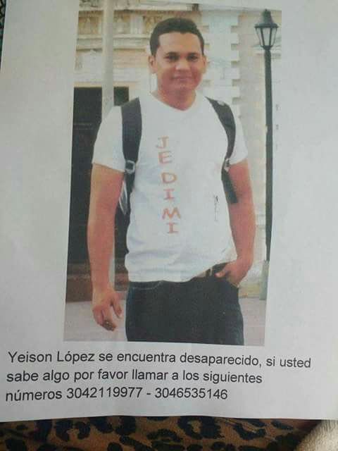 Afiche de búsqueda de Jeison López.