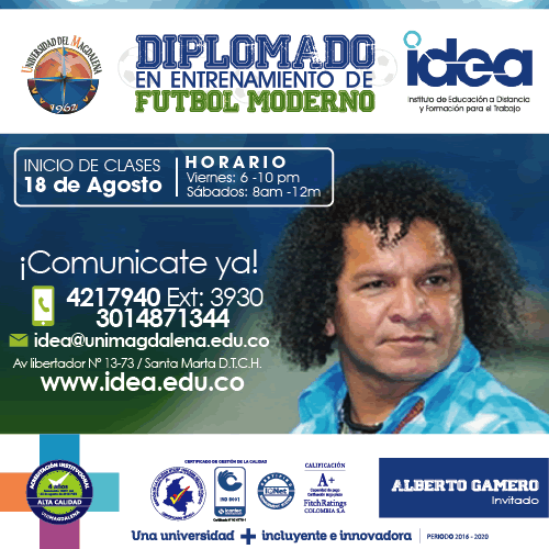 Información del diplomado de fútbol en la Universidad del Magdalena.