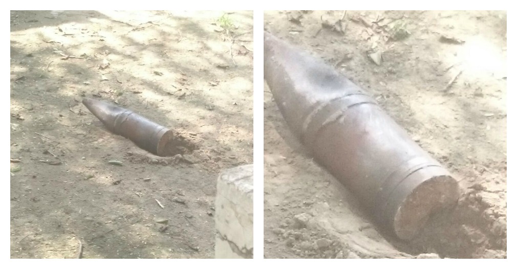 Esta es la granada de alto poder activada que cayó en el barrio Manzanares, y que fue detonada de manera controlada.