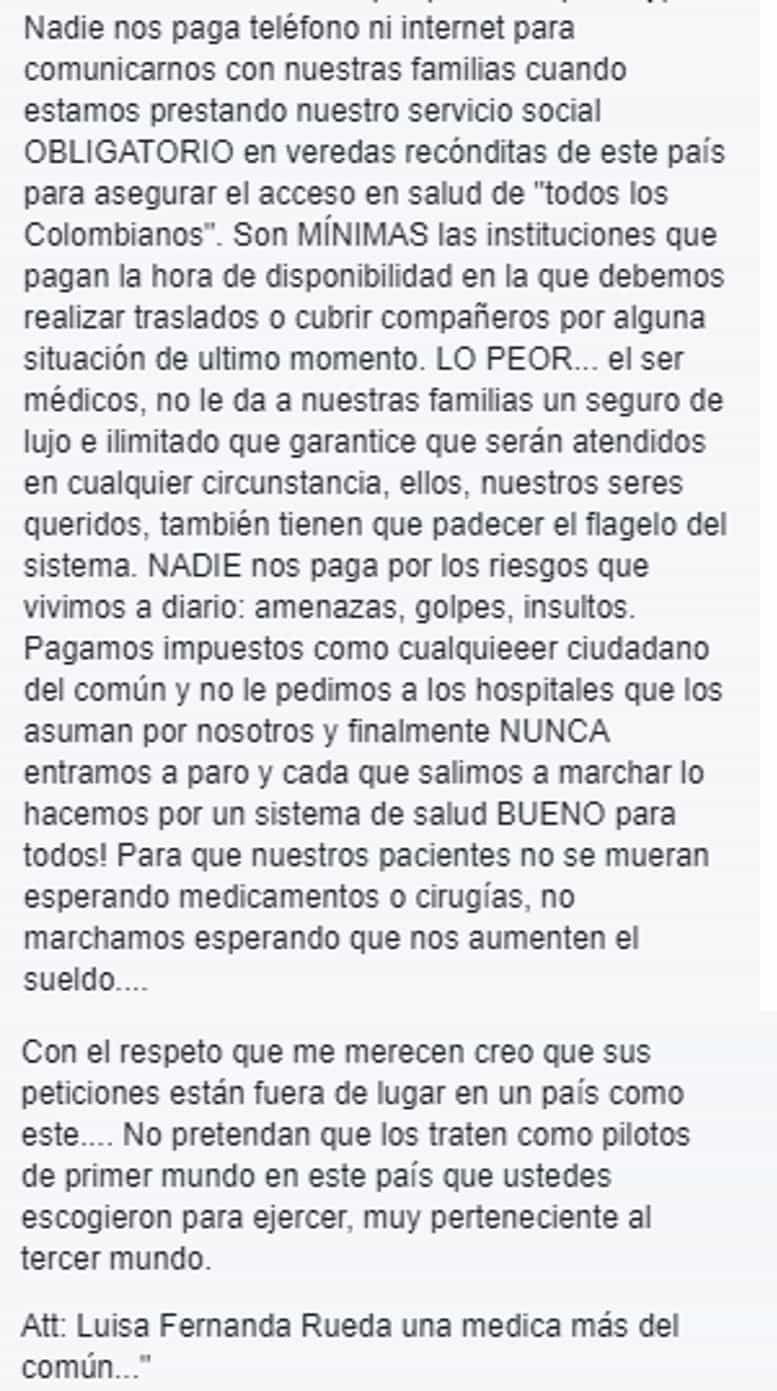 Texto de la médica.