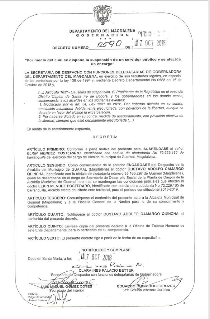 Decreto 0590 de la Gobernación.