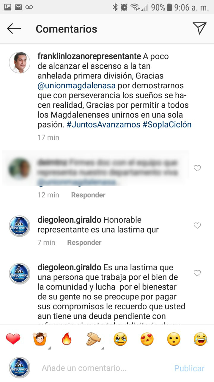 El empresario publicó en días pasado en una foto publicada en la cuenta de Instagram del Representante.