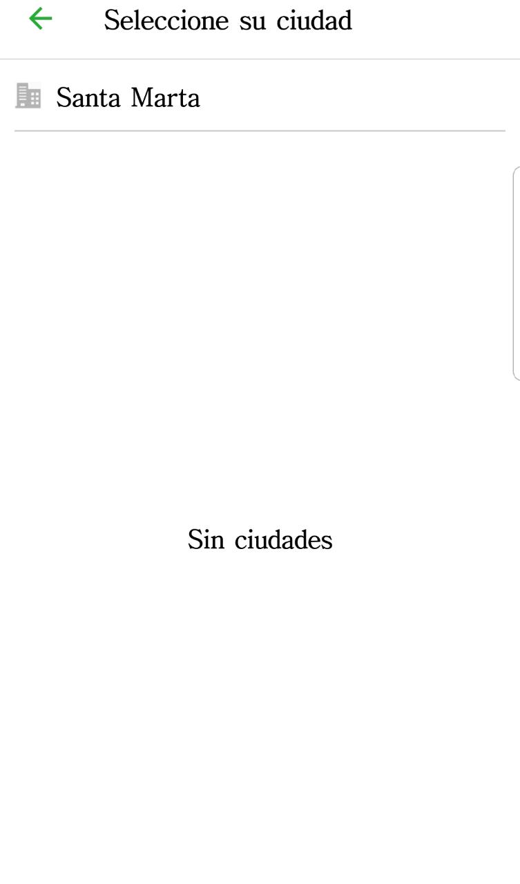 Así se observa la aplicación cuando se busca la ciudad de Santa Marta. 