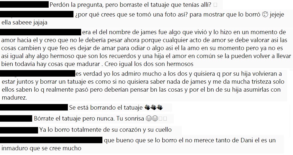 Comentarios de los seguidores de Daniela Ospina y James Rodríguez