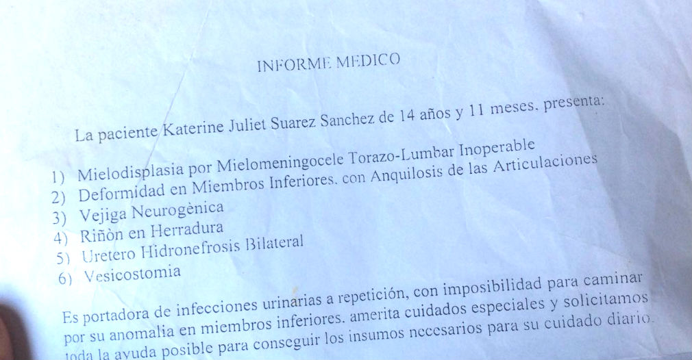 Informe médico de Katherine.