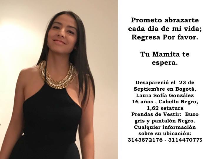 El aviso de la mamá de Laura González.