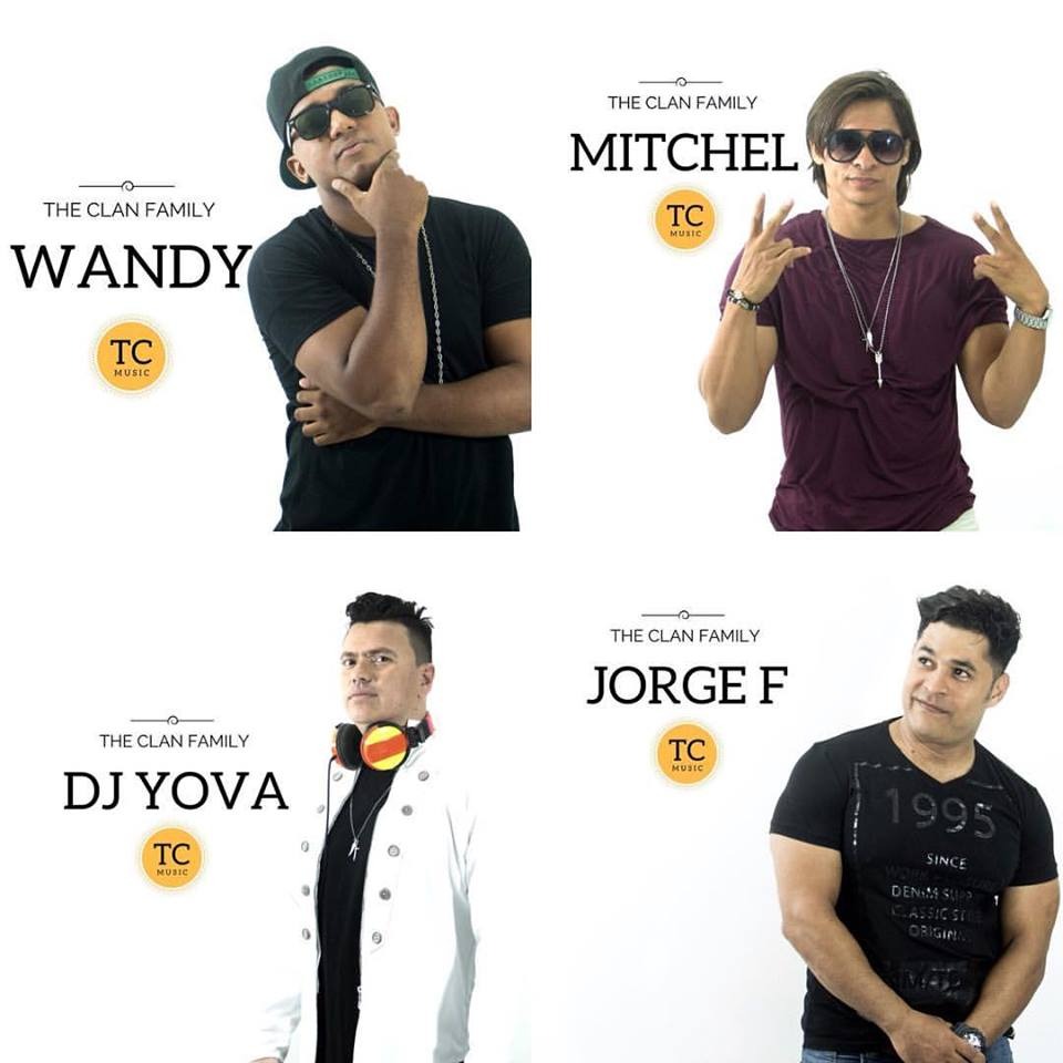 Mitchell El Titán, Jorge Ferez, Wandy El Titán y Dj Yova, integrantes de The Clan Family 