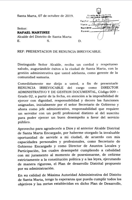 Carta de renuncia.