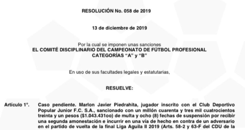 Sanción.