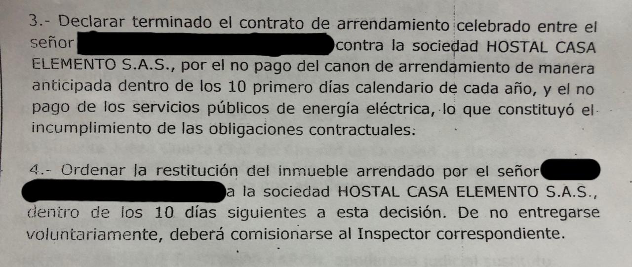 Parte del acta de Sustentación y Fallo.