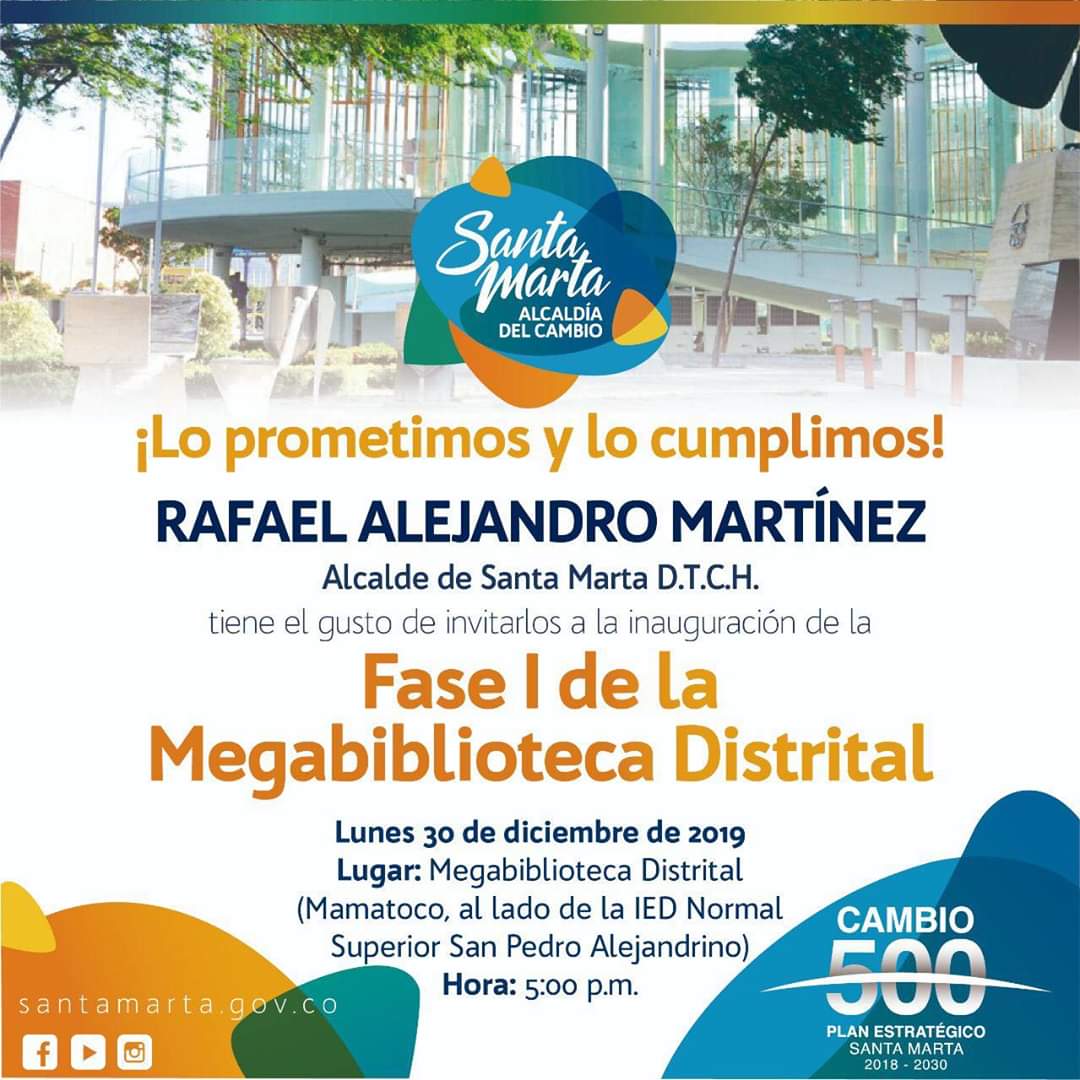 Invitación que no se cumplió de la inauguración de la Fase I de la megabiblioteca.