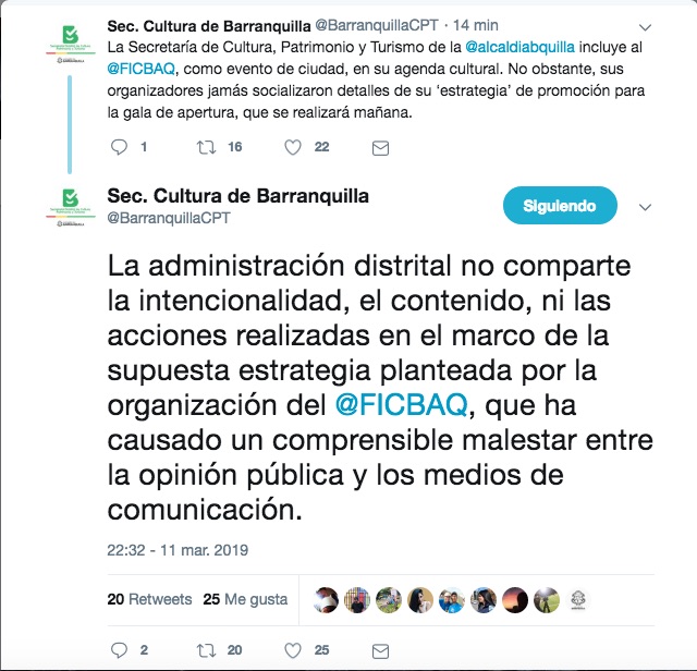 Trinos de la Secretaría de Cultura de Barranquilla.