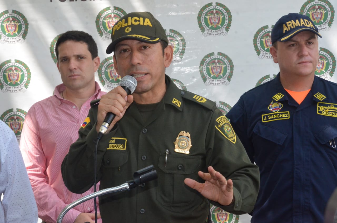 El coronel Gustavo Berdugo, comandante de la Policía Metropolitana de Santa Marta. 