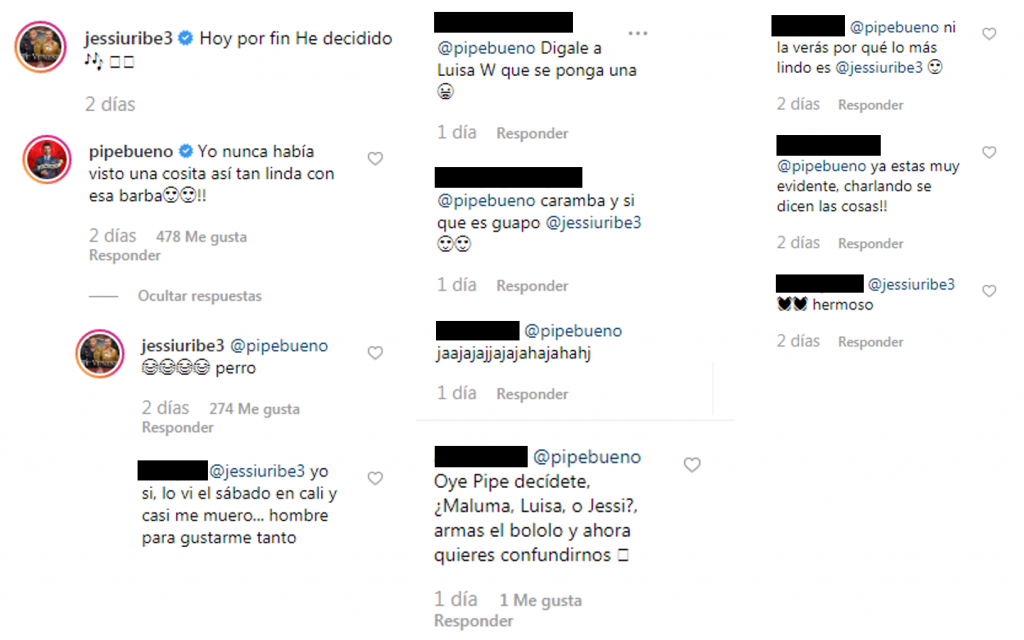 el piropo de Pipe Bueno y algunas reacciones de sus seguidores por el mensaje.