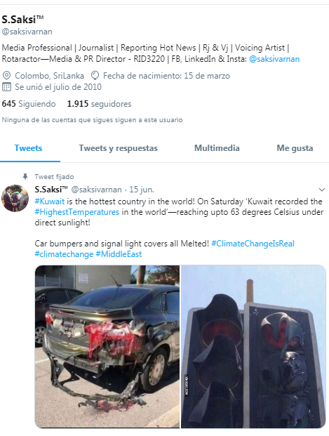 Captura del Twitter del periodista que difundió la noticia falsa