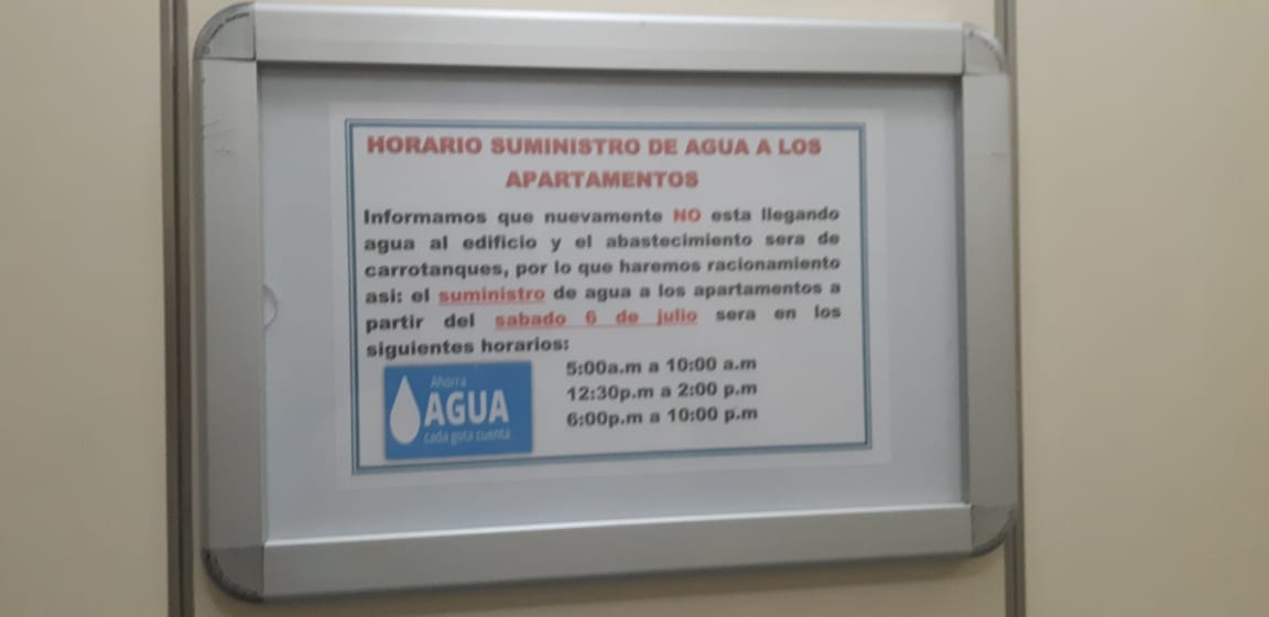 Horario de suministro de agua del edificio Bahía Linda