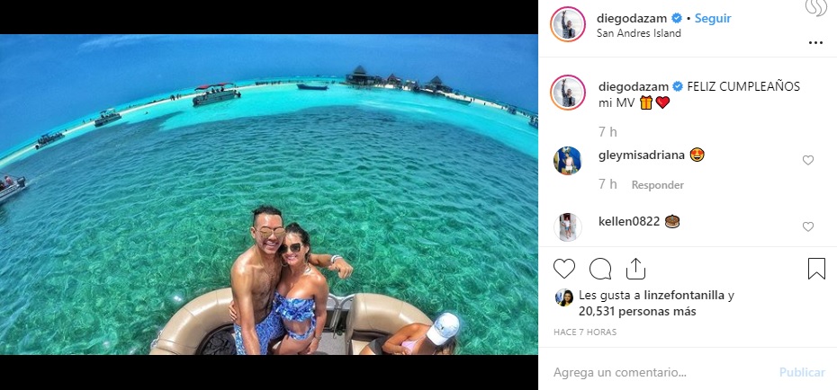 Diego Daza, quien había sido confirmado para la Fiesta del Mar este sábado, está disfrutando con su pareja en las playas de San Andrés.