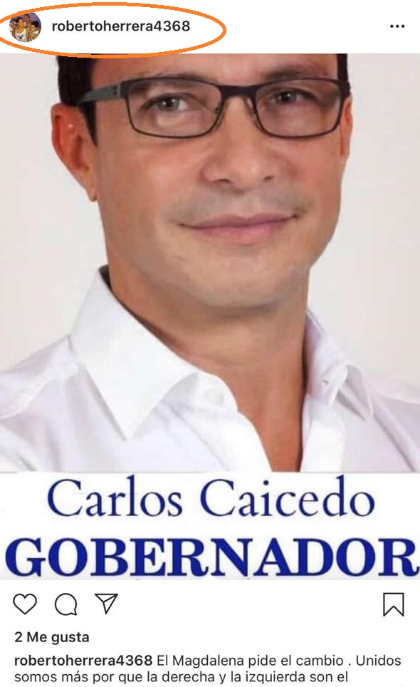 Roberto Herrera apoya a Carlos Caicedo.