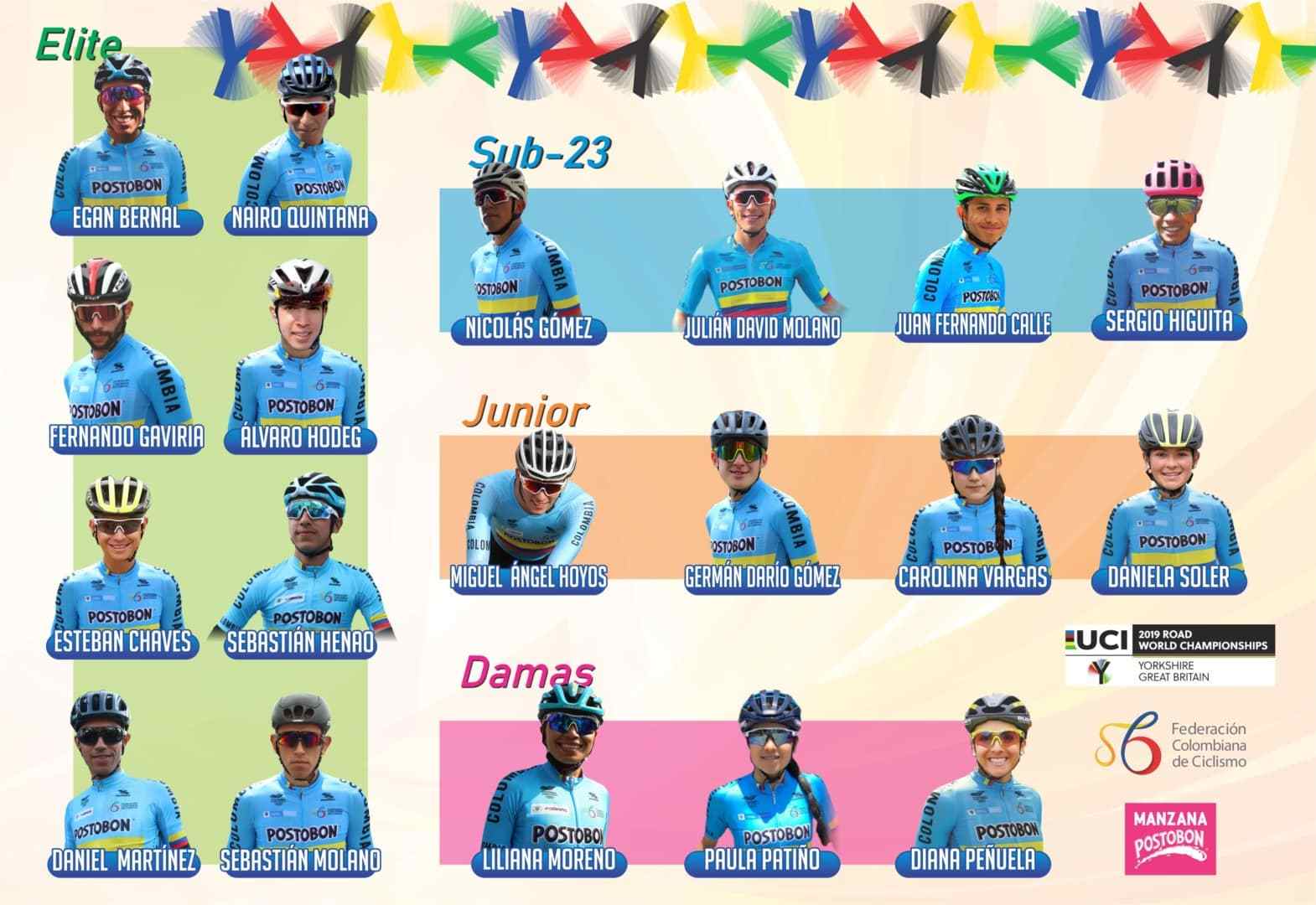 Equipo colombiano para el Mundial de ciclismo de ruta.