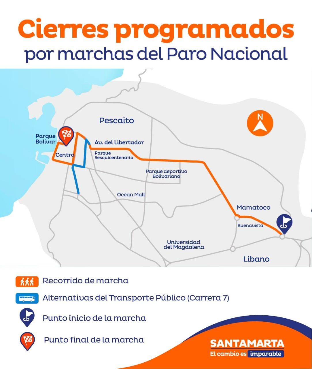 Recorrido del Paro Nacional en Santa Marta.