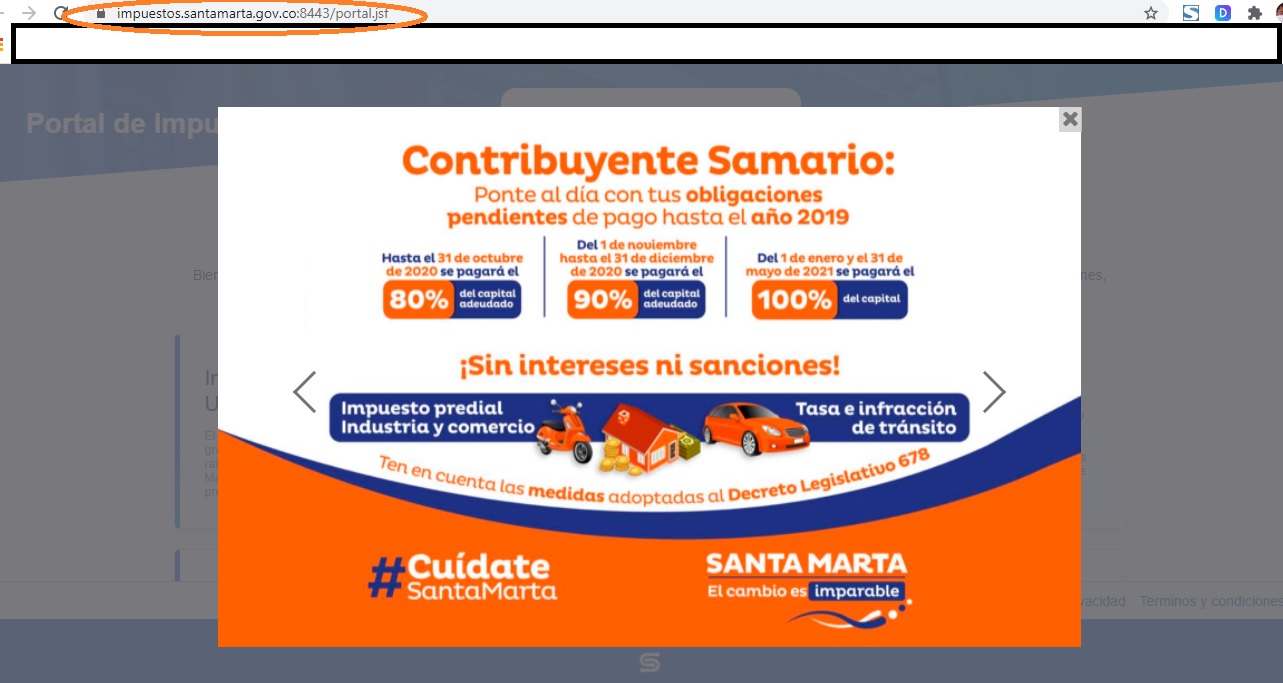 Hasta en el portal de impuestos de la Alcaldía hacen la promoción de los descuentos que ya no materializan.