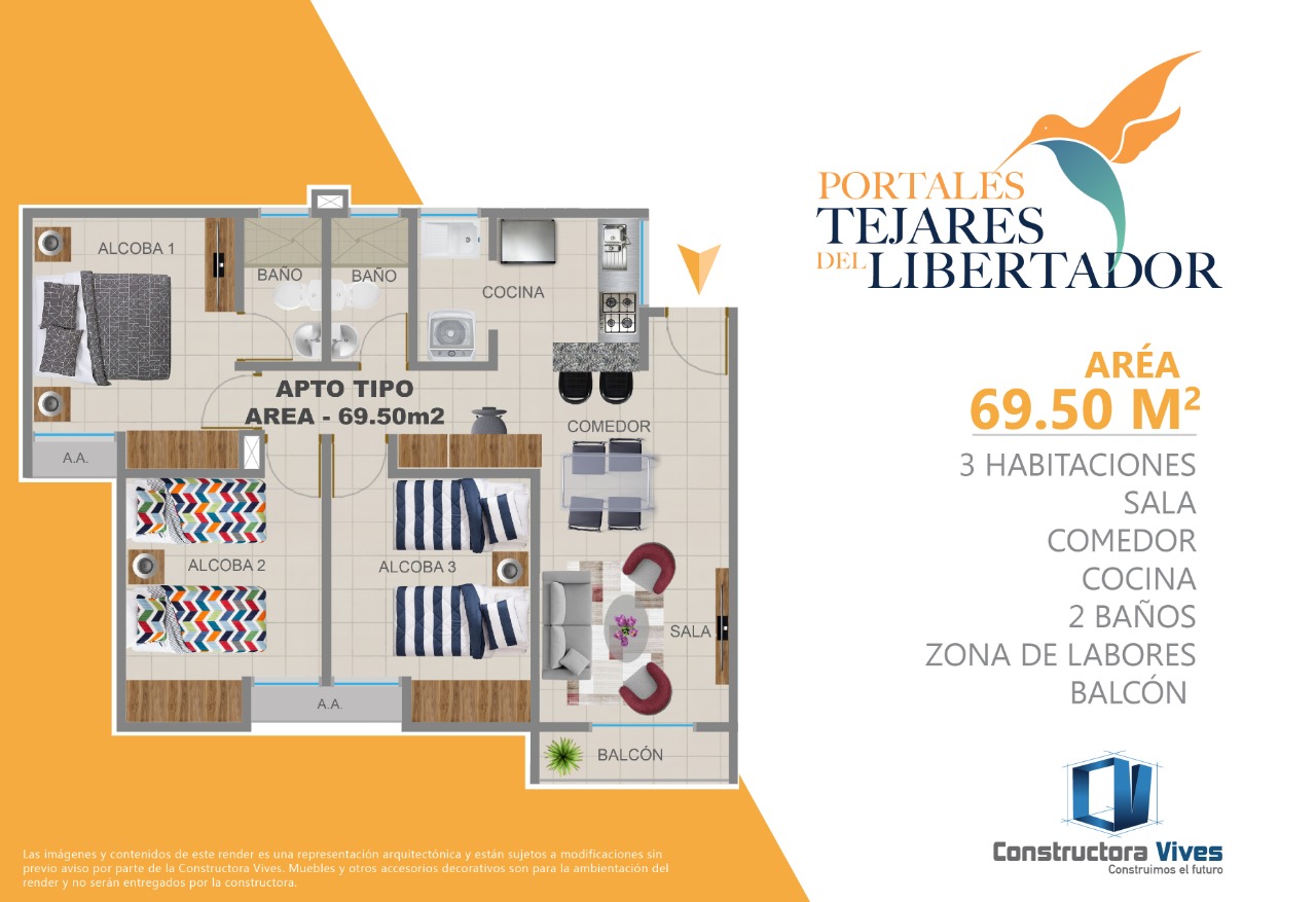 Distribución de los apartamentos en la primera etapa de Portales Tejares del Libertador.