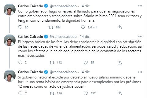 Tuits de Carlos Caicedo.