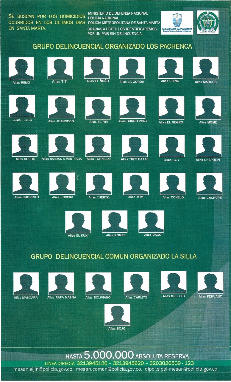 34 de los 67 alias que busca la Policía.