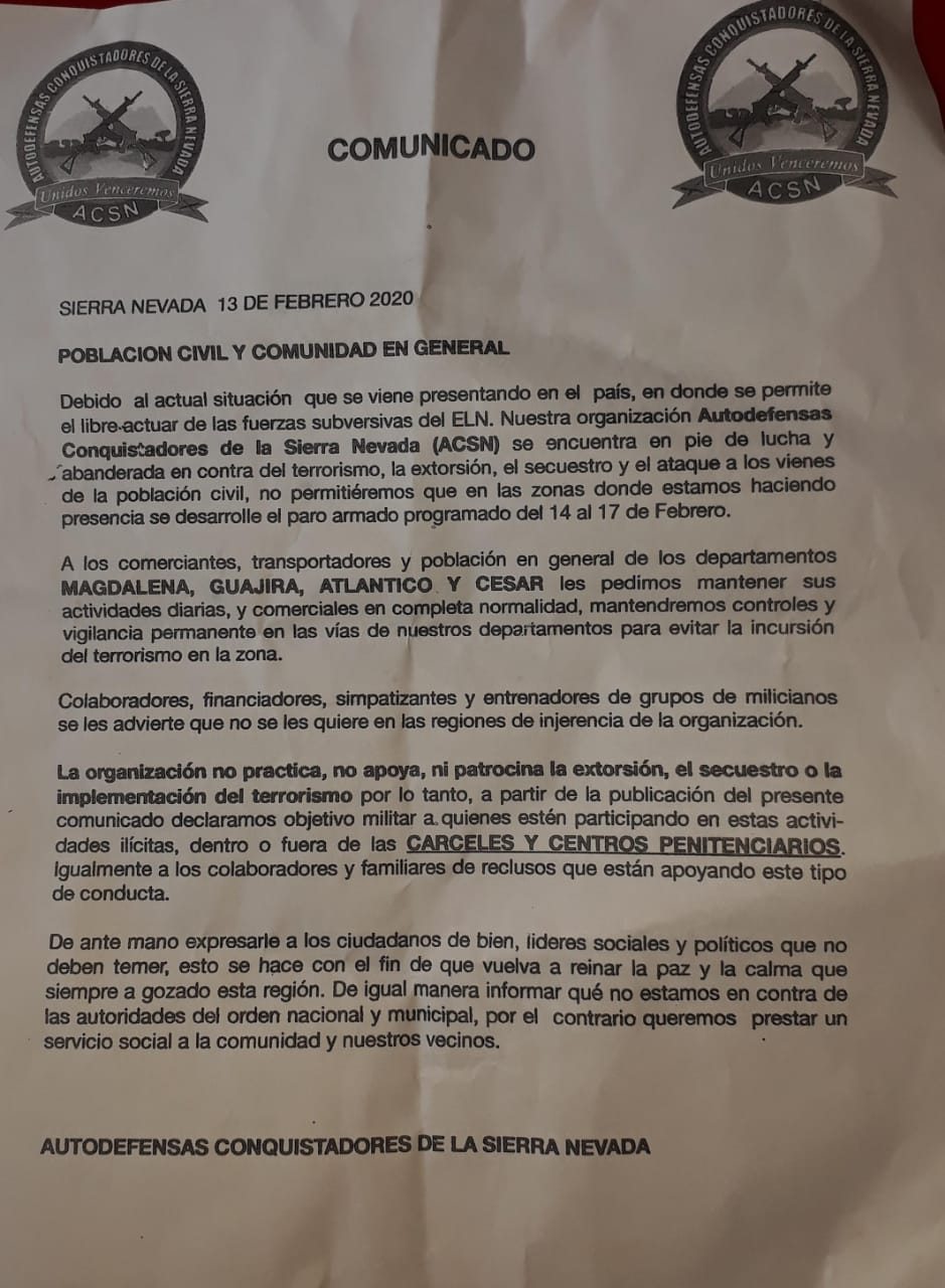 Comunicado de la ACSN.