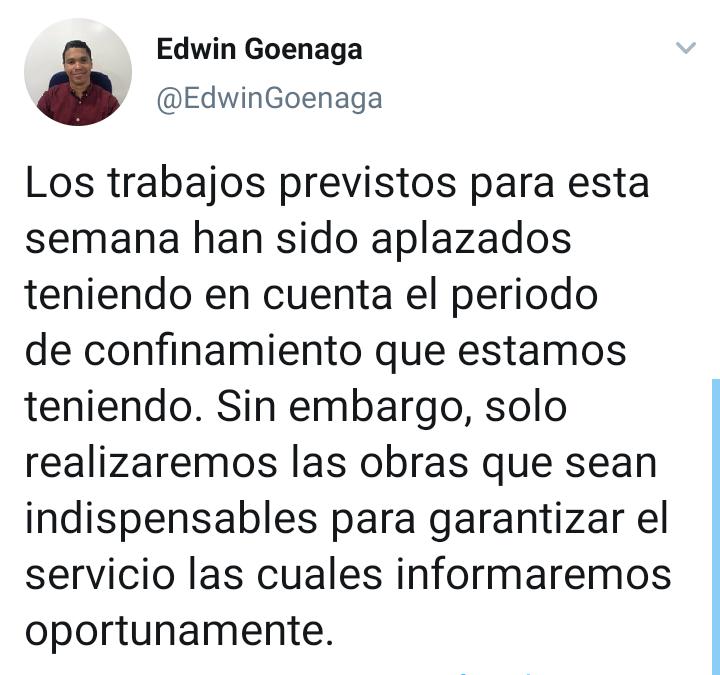 Anuncio del gerente de Electricaribe en el Magdalena, Edwin Goenaga.