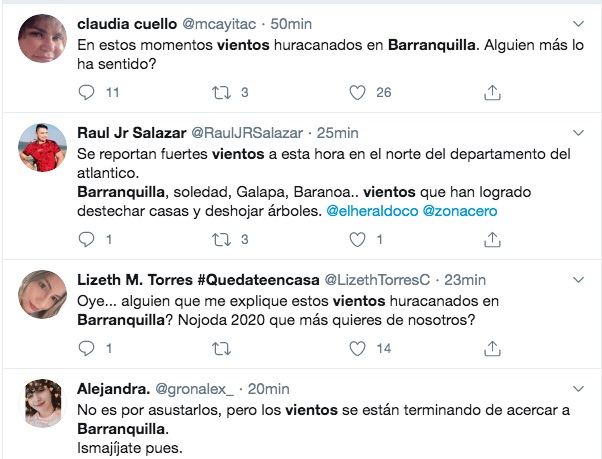 Reporte de personas sobre el fenómeno.