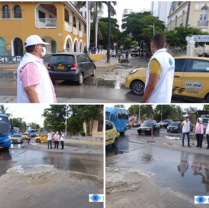 Visita técnica de la Contraloría al punto del desbordamiento de aguas residuales.