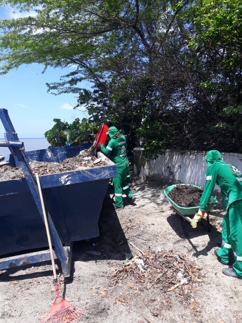 Operarios en labores de limpieza.