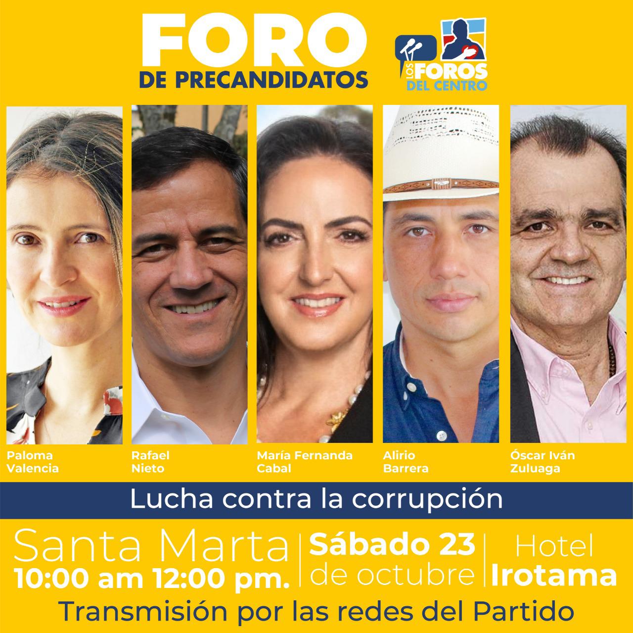 Invitación al foro de precandidatos del Centro Democrático.