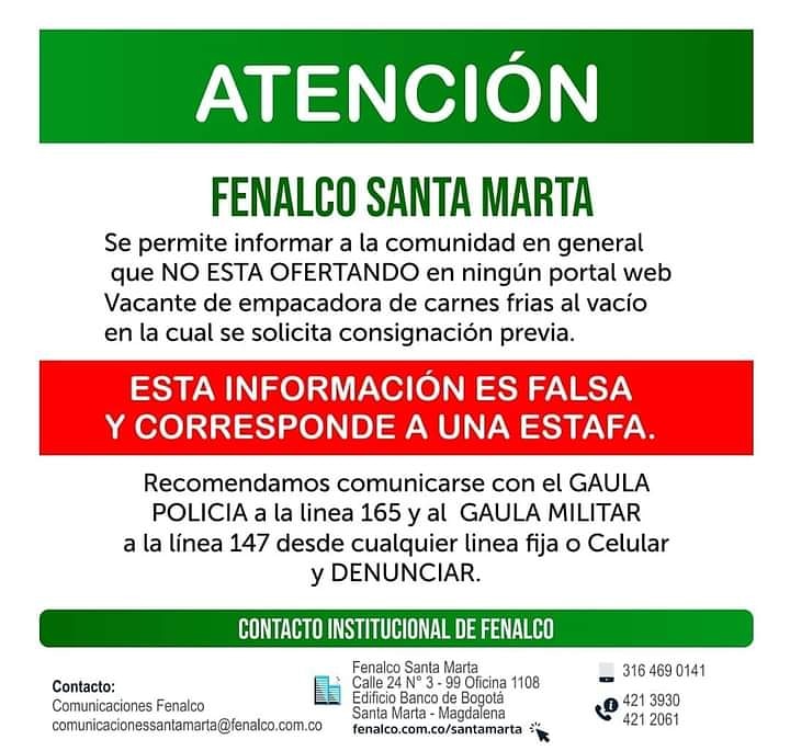 Aviso Fenalco