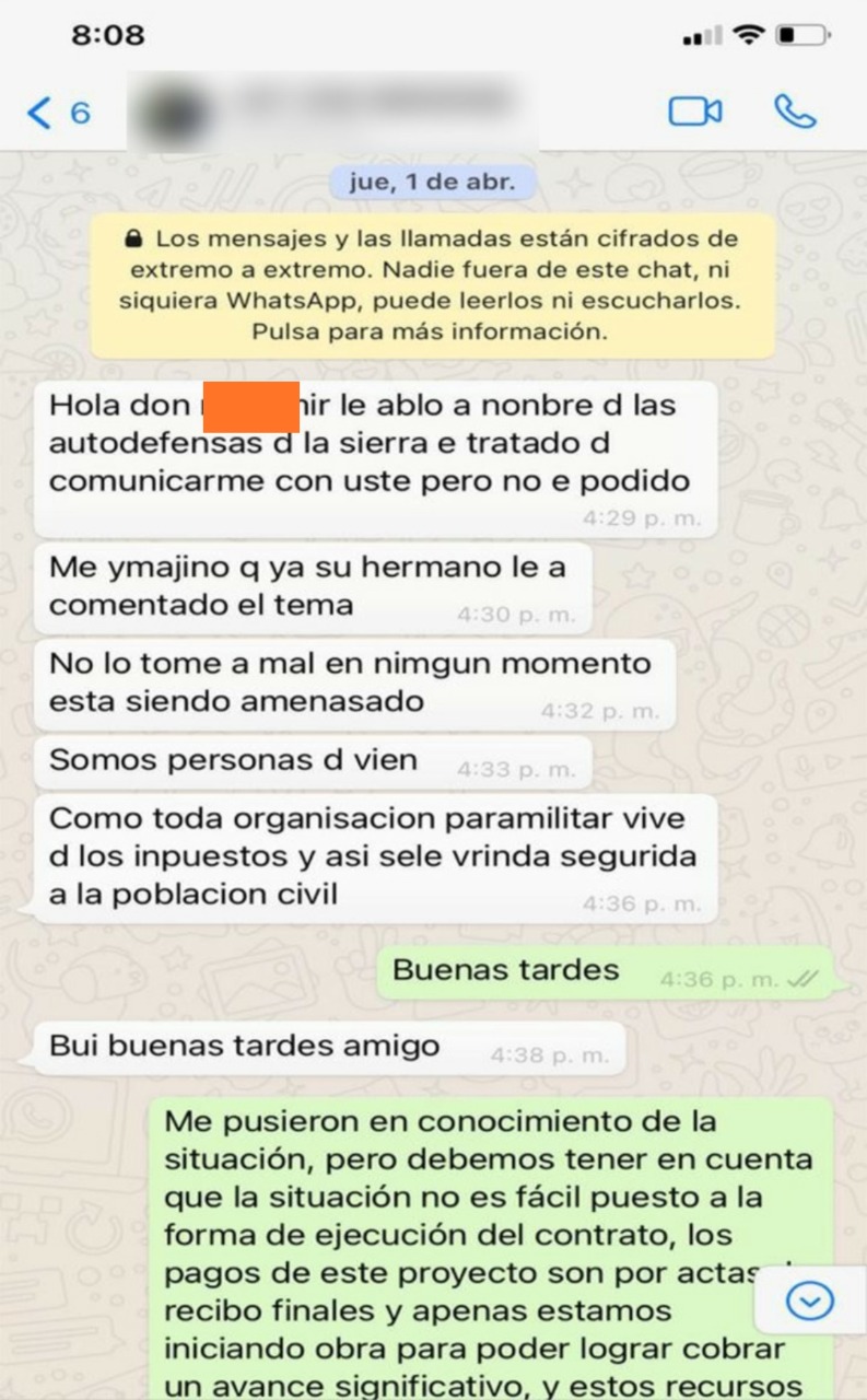 Captura de pantalla de las conversaciones con la víctima.