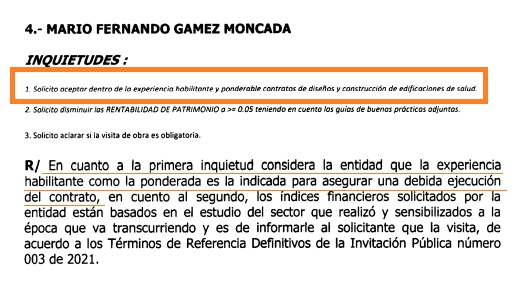 En esta respuesta, el Julio Méndez asegura que no permitirá 'construcción' como experiencia.