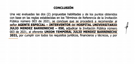 Recomendación de los evaluadores del proceso. 