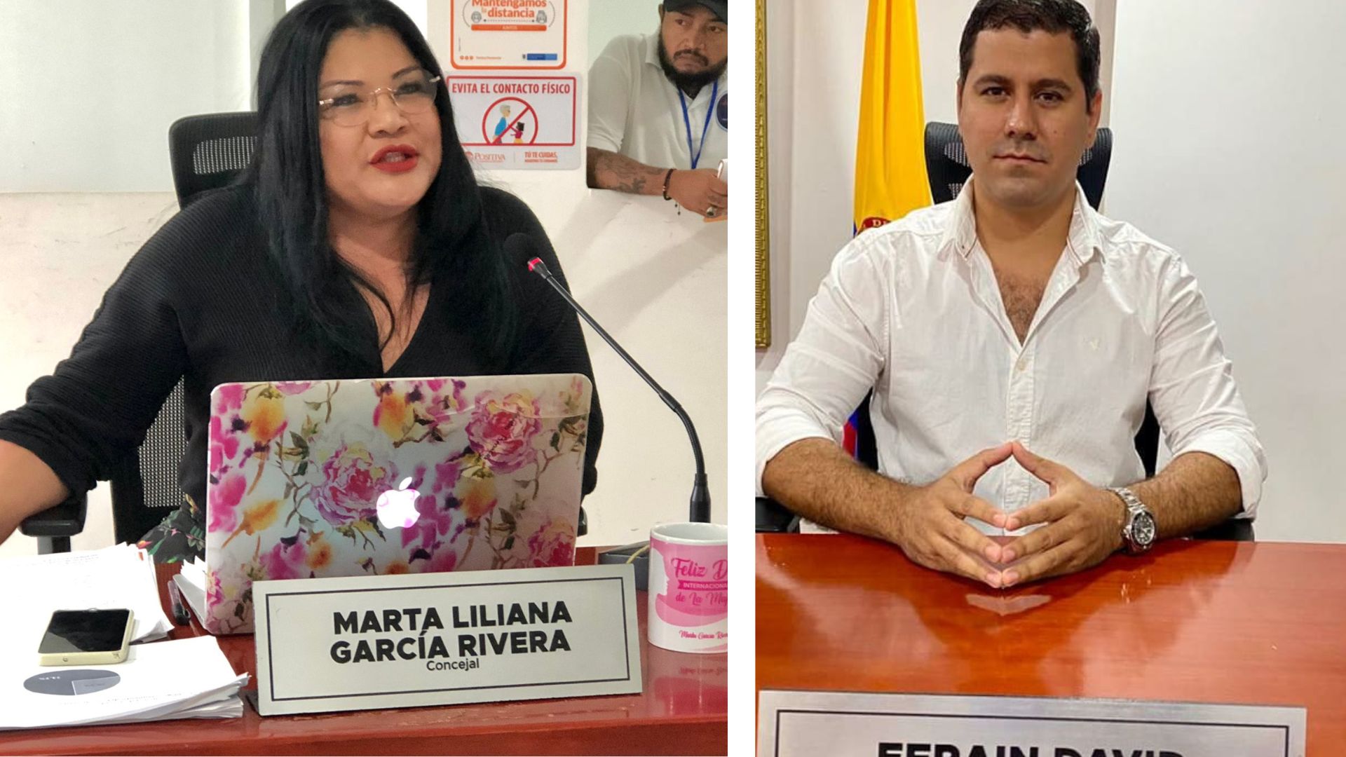 Concejales Martha García y Efraín Lozano