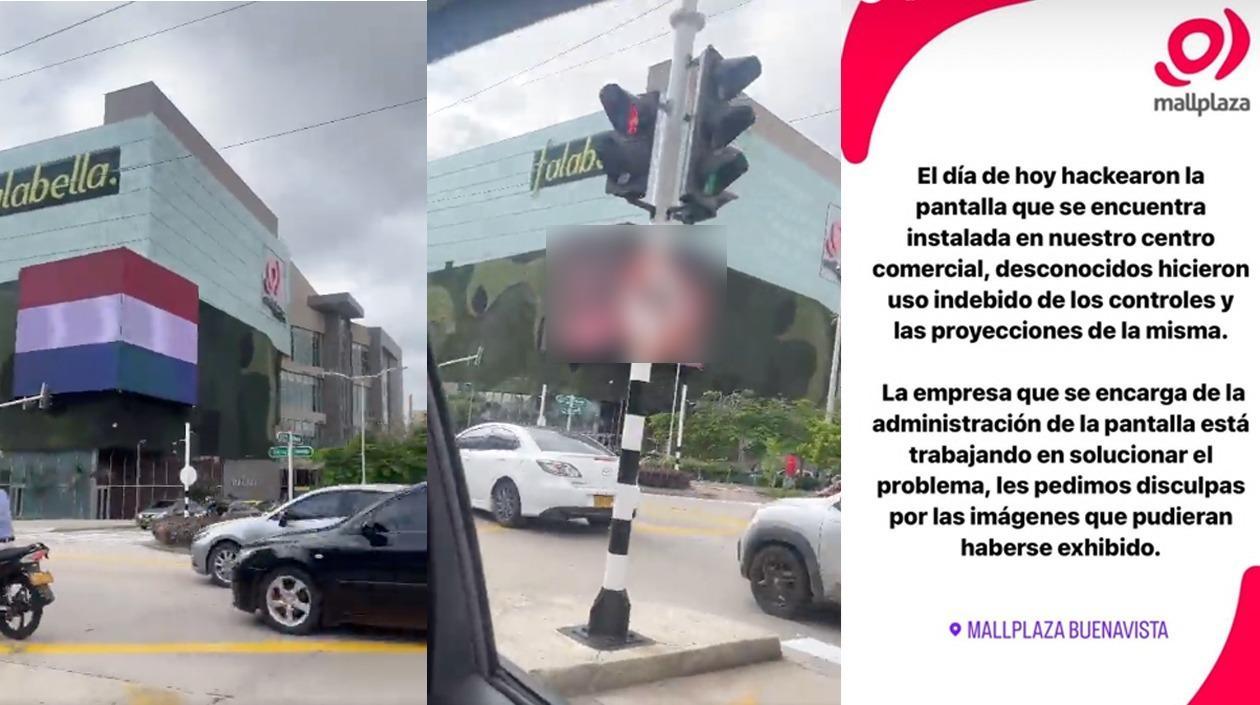 Hackean pantalla en centro comercial de Barranquilla y proyectan escenas XXX