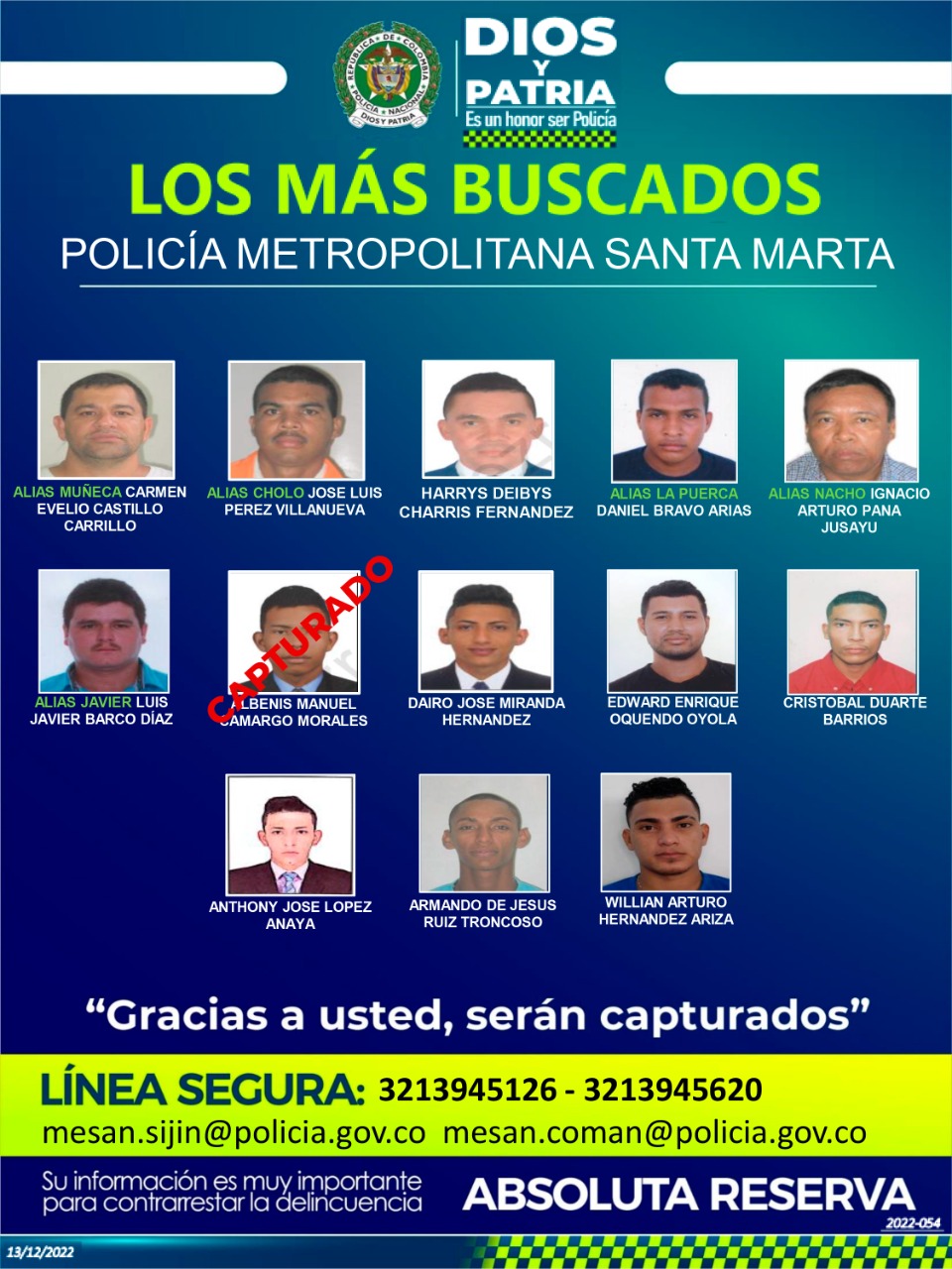 Cartel de los más buscados