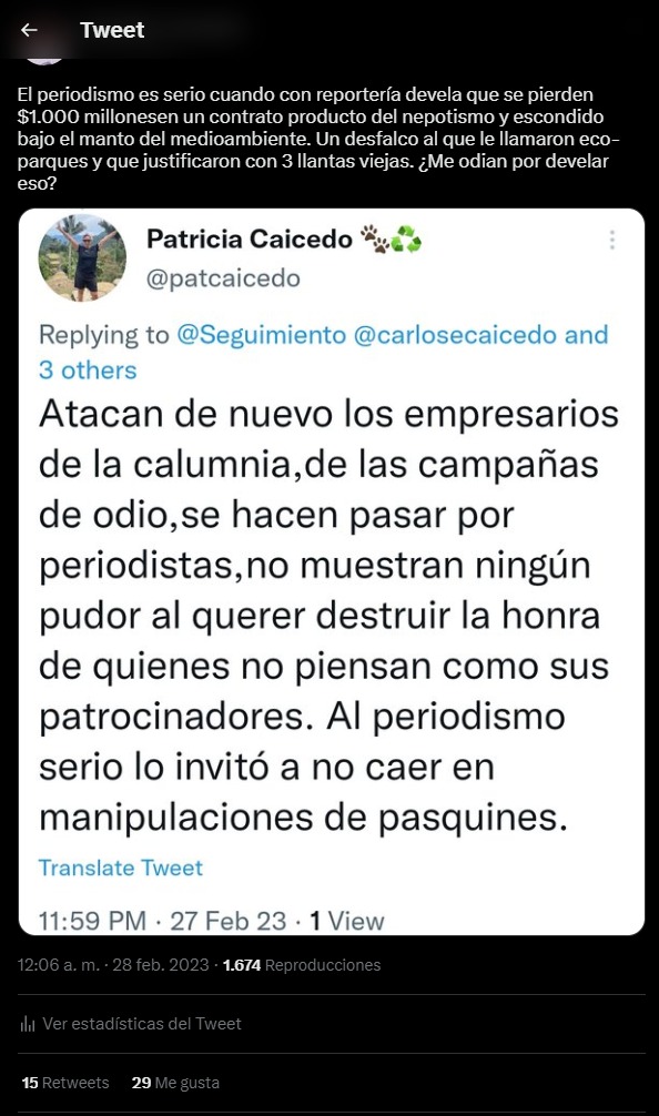 Mensajes de la hermana del gobernador, y exgerente de la Essmar, Carmen Patricia Caicedo.