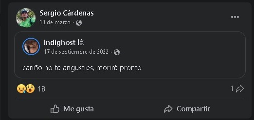 Publicación de Facebook. 