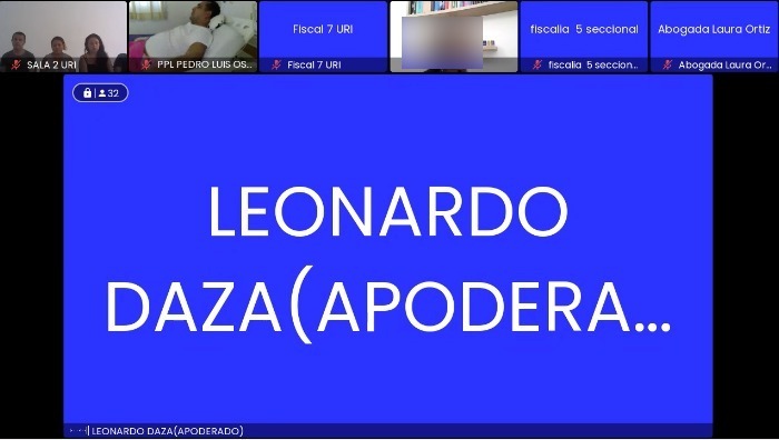 Aspecto de la audiencia de solicitud de medida de aseguramiento.